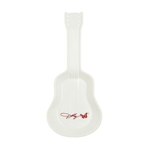 White Guitar-Shaped Dish with Red Signature